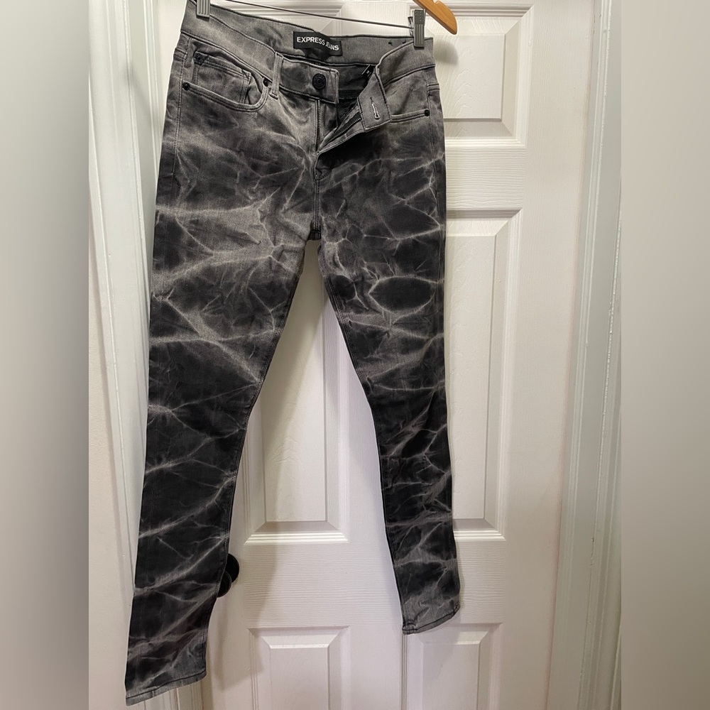 Express Women's Black Tie-Dye Skinny Jeans